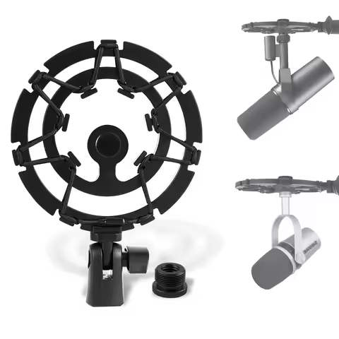 Geekria Microphone Shock Mount Anti‑Vibration Mic Shock Holder For Shure MV7 SM7B Studio Recording L
