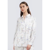 CF45RD Et Cetera Printed Long Sleeve Blouse with Pocket OFF WHITE