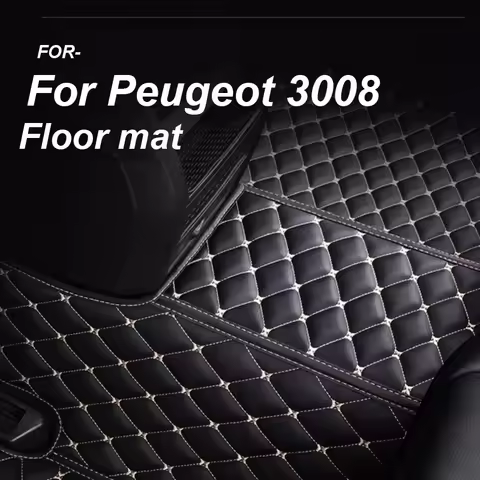 LUXURY Car Mats For Peugeot 3008 P84 2017~2023 Leather Floor Mat Carpets Protective Pad Rugs Interio