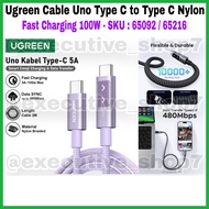 Ugreen Cable Uno Type C to Type C Nylon - Fast Charging 100W - SKU: 65092 / 65216