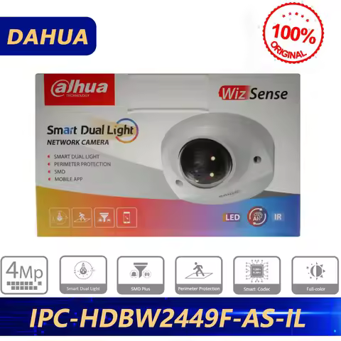 Dahua Original IPC-HDBW2449F-AS-IL 4MP Smart Dual Light Fixed-focal Dome WizSense Network Camera Bui
