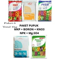 Pupuk Buah Lebat Komplit Kno 3 + Mkp pak tani + Boron + Npk Mutiara 16 16 16 + CN G kalsium Nitrat + Magnesium sulfate Kemasan Repack