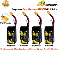 Dogcom 1800mAh 1700mAh 1600mAh 1480mAh 180C Pro Series 6S 22.2V Lipo Battery With XT60 Plug DCM-PRO