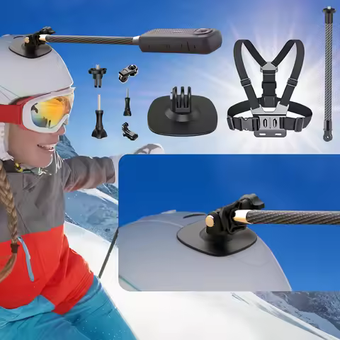 Skiing Kit for Insta360 x5 x4 x3 Insta360 Ace Pro 2 Helmet Extension Rod Flexible Adhesive Base Ches