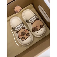 selipar wanita selipar getah wanita selipar pantai Thin Cute Cartoon Capybara Children's Hole Shoes