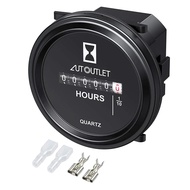 Hour Meter AC/DC 6V-80V Quartz Hour Meter 2" Round Waterproof Gauge Car Trucks Mechanical Hour Meter