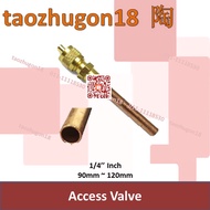 Access Valve 1/4'' Inch 90mm ~ 120mm Fridge Refrigerator Freeze Tool Copper Pipe Peti Sejuk