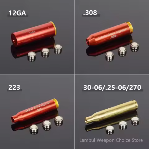 12GA 20GA .308 .223 5.45x39 7.62x39 9x19mm.338 Gauge Red Laser Bore Sighter Training Bullet Boresigh