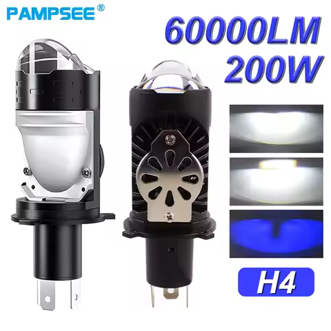 PAMPSEE H4 Motorcycle Spotlights Bi Lenses LED Lamp Car H4 LED Headlights H4 Mini Projector Led For