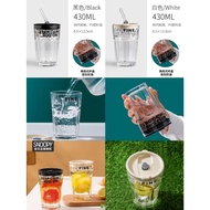 Clear GLASS CUP PLUS SNOOPY HUG ON FINE STRAW 430ML