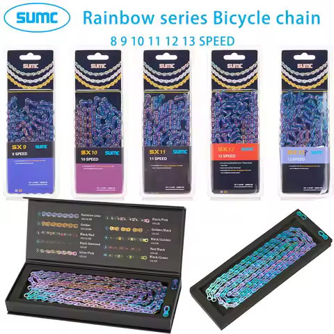 SUMC Bicycle Chain 9/10/11/12 Speed Rainbow Chain Hollow Semi-hollow Chain Magic Buckle Road Bike MT