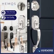 HEMOS 60-70MM DOUBLE ENTRANCE MAIN DOOR HANDLESET LOCK TOMBOL PINTU DEPAN HM-5102-MS,MB,MG