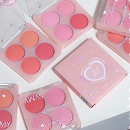 Svmy 4 Color Blush Palette Nude Makeup Plate Matte Plate Rouge Purple Cheek Q0q4