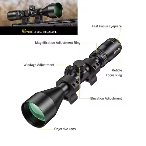 CVLIFE Scope Mil-dot Reticle Scope 1-inch Tube Optics Sight with 20mm Scope Rings for Picatinny Seco