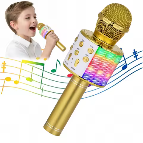 Karaoke Microphone for Kids - Wireless Microphone Karaoke /Speaker, Voice Changer & Colorful LED Lig