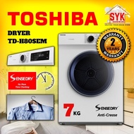 SYK Toshiba Dryer 7kg Sensedry Tumber Dryer Machine TD-H80SEM Home Appliances Clothes Dryer Mesin Dr