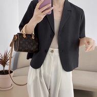 Women's short sleeve short multi-color blazer / AV12 crotop vest