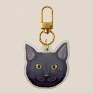 壓克力吊飾-黑貓 40mm寫實風格插畫
