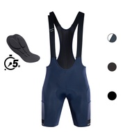 Santic Men Cycling Bib Shorts 4D Padded 6 Hours Riding Powerbrand Shockproof Double Pockets Breathab