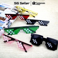 [SG SELLER] Party Retro 2D Pixel Mosaic Sunglasses Funny Square Shades for Men Women Party Fashion