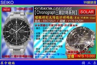 【99鐘錶屋】SEIKO精工錶：〈Chronograph計時系列〉耀眼時刻太陽能計時腕錶-黑面44mm/SSC725J1