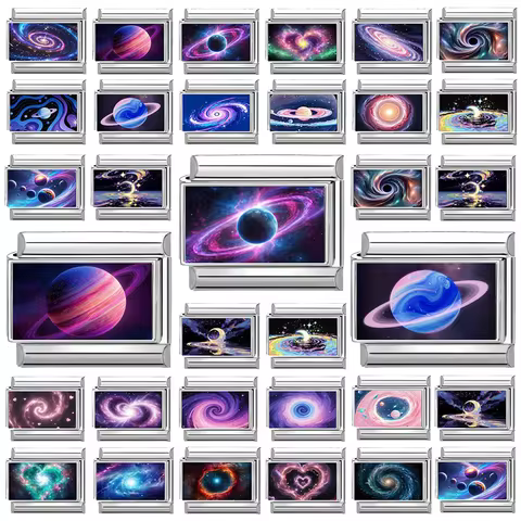 Fashion Gift Earth Starry Universe's Galaxy Planetary Group Italian Charm Links Fit 9mm Stainless St