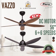 FIERO VAZZO 56" DC Motor Ceiling Fan 12 Speeds Designer Fan / Kipas Hiasan Rumah