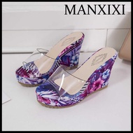 MANXIXI Women Fashion Wedge Heels Beautiful Pattern 3.93 Inches Sandals (Size 35-40)