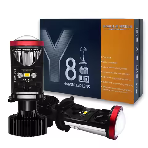 Y8 120W H4 Headlights Car H4 LED Mini Projector Lens 6000K High Low Beam Turbo Fan Auto LED H4 Lamp 