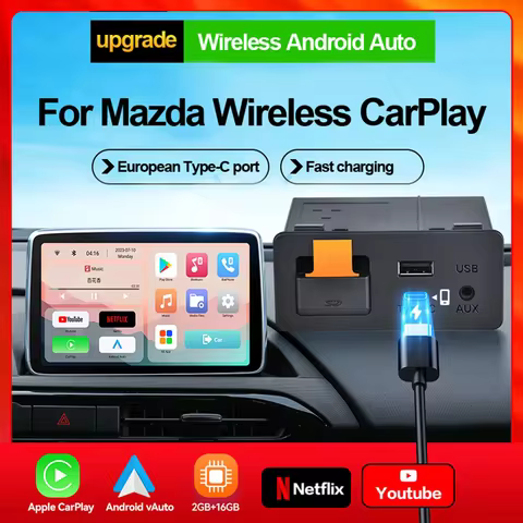 P3.2 Type-c 2-in-1 Carplay Android AUTO Wireless Connected Watch YouTube Netflix Videos For Mazda 2 
