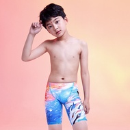 ZOKE ZOKE Youth Mid-Leg Swimming Trunks Swimming Training Competition Racing Swimming Trunks Childre