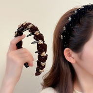 New Gypsy Velvet Crystal Headband Toothed Wrap High Cranial Top Non-Slip Hairpin for women