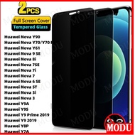 2Pcs Anti-Spy Privacy Tempered Glass Huawei Nova Y90 Y70 Y61 8i 9SE 7 7i 3 3i 5T Y9 Y7 Y6S Y9S Y7A Y