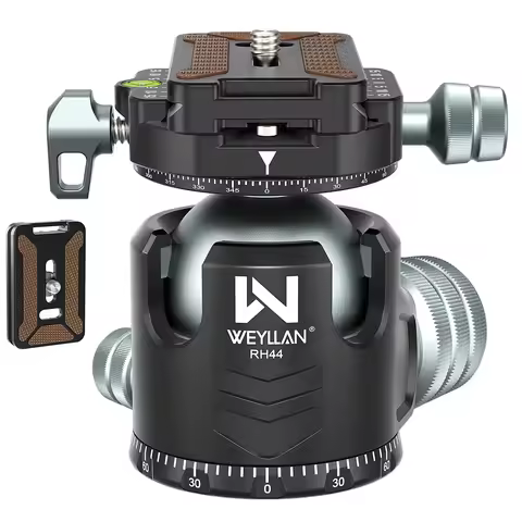 WEYLLAN RH44 Double Panorama Ball Head Full CNC 44mm Big Heavy Duty Tripod Head Max Load 55.1lbs25kg