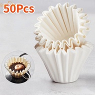 50Pcs/Set Home Disposable White Hand Brewed Drip Coffee Filters Paper Coffee Machine Filter Paper Corrugated Coffee Bowl