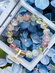 天然碎冰仙女冰淇淋西瓜碧璽10.5mm34.66g冰透高頻磁場旺夫石