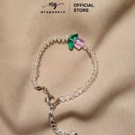 Gelang Manik Manik Aesthetic Korea Mutiara Crystal Bunga Tulip Series PUTIH