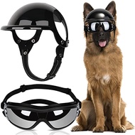 ❅ ATUBAN Dog Helmet and Goggles-UV Protection Doggy Sunglasses Dog Glasses Pet Hat Motorcycle Helmets Protection for Puppy Riding
