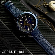 [Original] Cerruti 1881 CTCIWGC2205305 Chronograph Men Watch with Blue Dial and Blue Genuine Leather