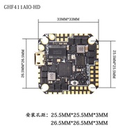 JHEMCU GHF411-HD AIO F4 FLIGHT CONTROLLER 40A BLUEJAY 3-6S 25.5x25.5mm