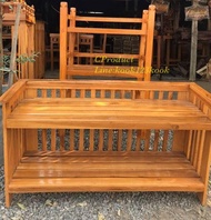 CProduct ชั้นวางของไม้สักทอง 2 ชั้น ชั้นวางรองเท้า ชั้นวางหนังสือ ชั้นวางสินค้า ชั้นวางขวดเครื่องปรุ