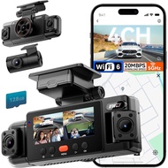 IIWEY N6 360° Dash Cam 4 Channel, 5.8G WiFi-6 (up to 20MB/s) with App, Free 128GB Card, FHD Front & 