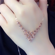 Russia 585 Purple Gold Necklace 14K Rose Gold Colorful Gold Flower Set Chain Necklace Russia 585 Pur