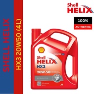 Shell Helix HX3 Engine Oil 20W50 4Liter For Proton Perodua Honda Toyota Nissan Minyak Hitam Kereta W