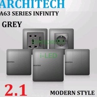 Architech Switch Grey Single Triple Series 4 Gang 1 Way Way Switch