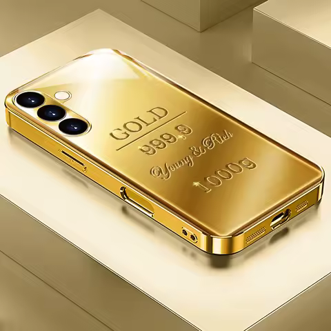 Electroplated Gold phone case For Samsung Galaxy S26 S25 Edge S24 S23 FE S22 Ultra S20 S21 5G cover 