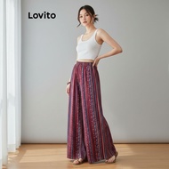 Lovito Seluar Boho Corak Suku Ruched untuk Wanita L112ED565