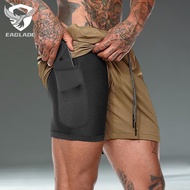 EAGLADE Running Sports Jogging Sweat Shorts for Men Man Stretchable 042 in Khaki J10