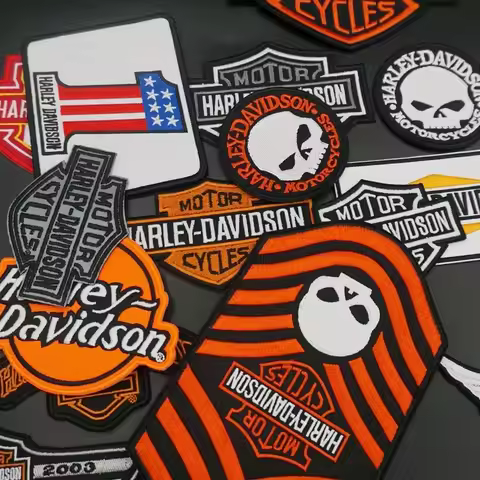 Motorcycle Embroidered Fabric Leather Jacket Vest Back Seal Patchwork Decorative Velcro For Harley D