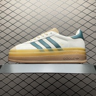 Adidas Originals Gazelle BOLD W รองเท้าผ้าใบกันลื่นและทนต่อการสึกหรอสำหรับผู้หญิงสีขาวและสีเขียว